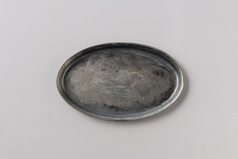 鉄銀彩オーバル皿（32）